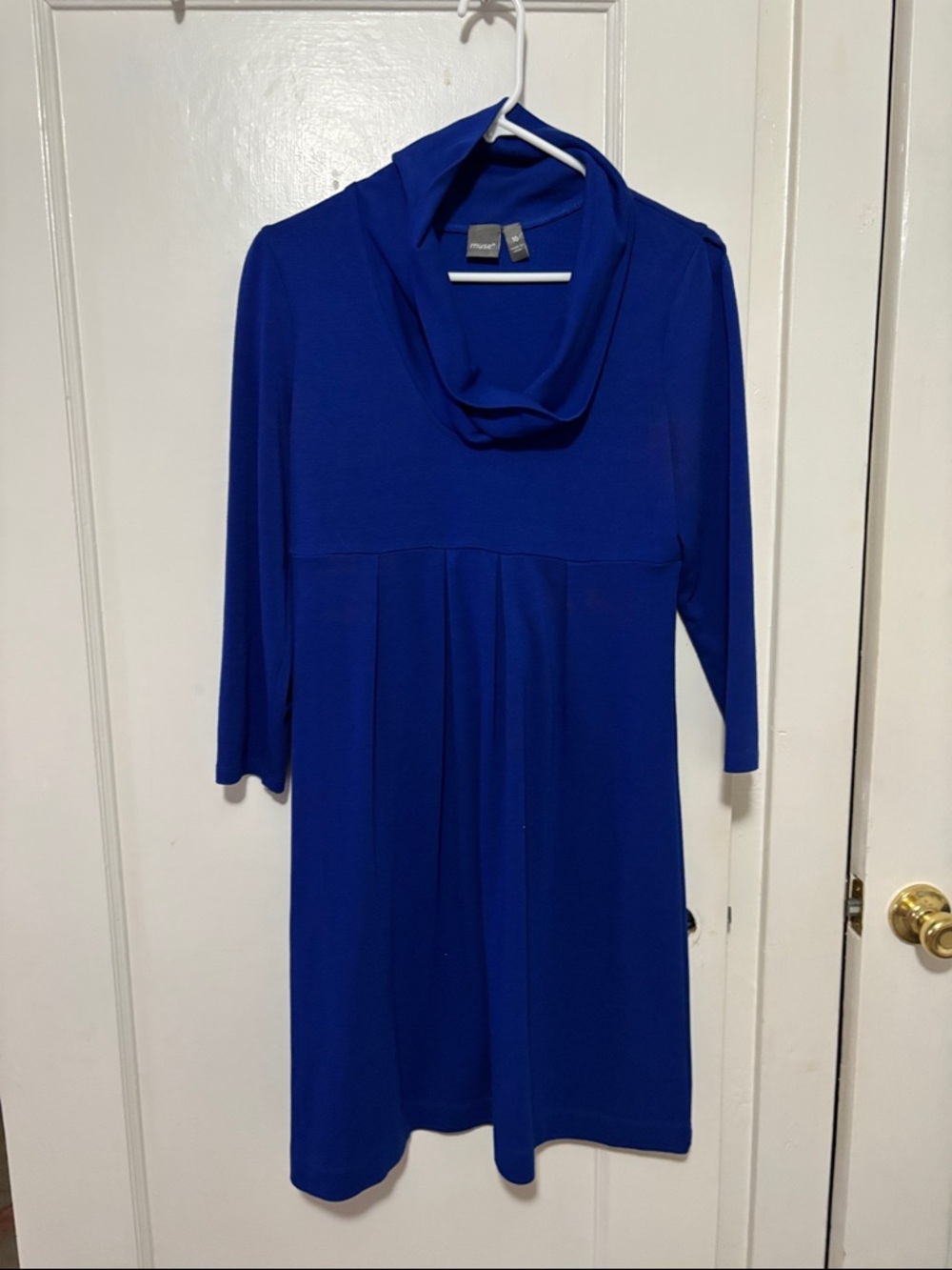 Muse Royal Blue Midi Dress with Cowl Neck